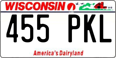 WI license plate 455PKL