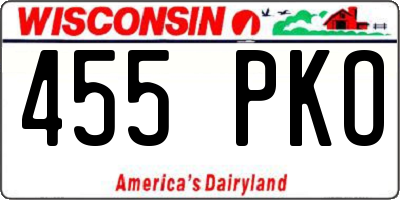 WI license plate 455PKO