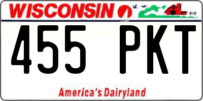 WI license plate 455PKT