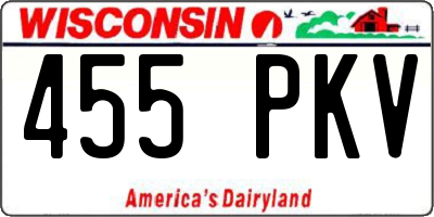 WI license plate 455PKV