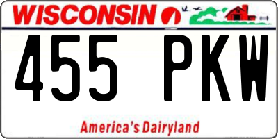 WI license plate 455PKW