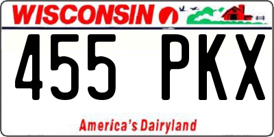 WI license plate 455PKX