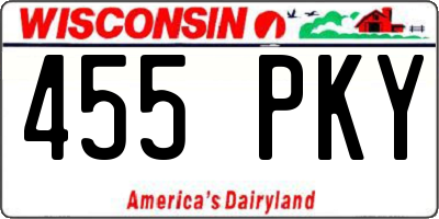 WI license plate 455PKY