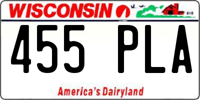 WI license plate 455PLA