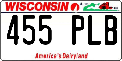 WI license plate 455PLB