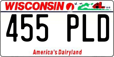WI license plate 455PLD