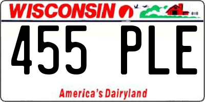 WI license plate 455PLE