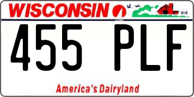 WI license plate 455PLF