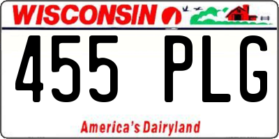 WI license plate 455PLG