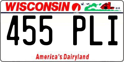 WI license plate 455PLI