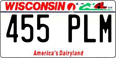 WI license plate 455PLM