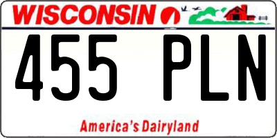WI license plate 455PLN
