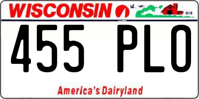 WI license plate 455PLO