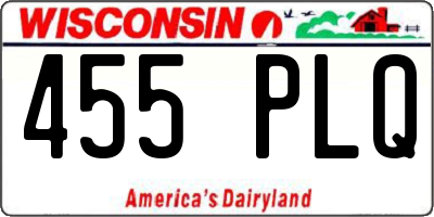 WI license plate 455PLQ