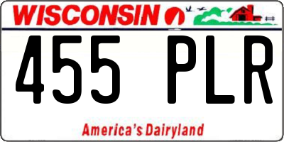 WI license plate 455PLR