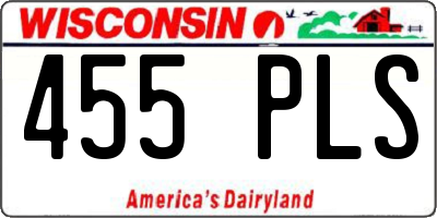 WI license plate 455PLS