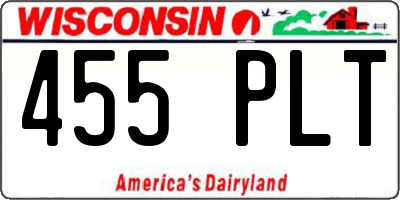 WI license plate 455PLT