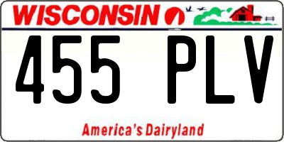 WI license plate 455PLV