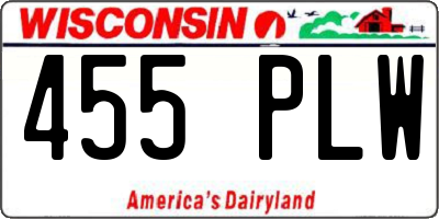 WI license plate 455PLW