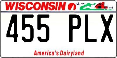 WI license plate 455PLX