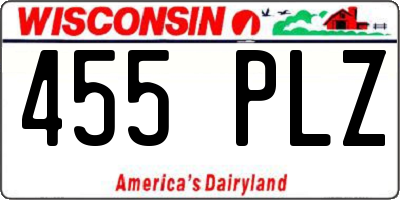 WI license plate 455PLZ
