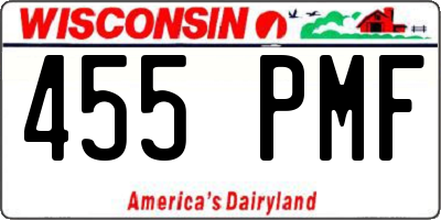 WI license plate 455PMF