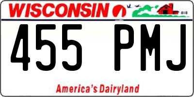 WI license plate 455PMJ