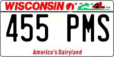 WI license plate 455PMS