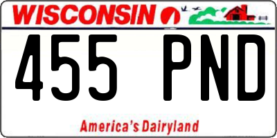WI license plate 455PND