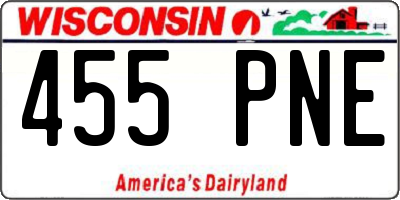 WI license plate 455PNE