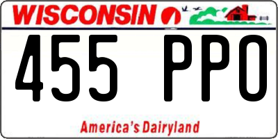 WI license plate 455PPO