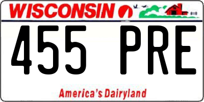 WI license plate 455PRE