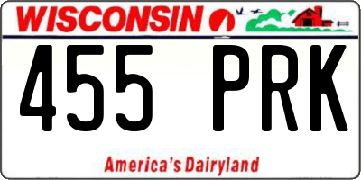 WI license plate 455PRK
