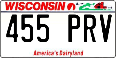 WI license plate 455PRV