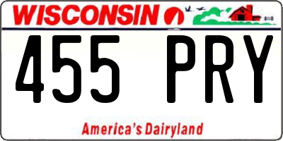 WI license plate 455PRY