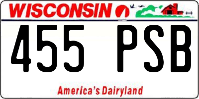 WI license plate 455PSB