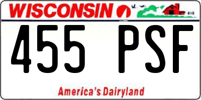WI license plate 455PSF