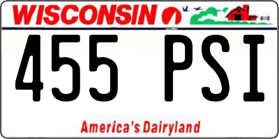 WI license plate 455PSI