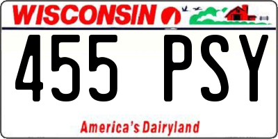 WI license plate 455PSY