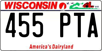 WI license plate 455PTA