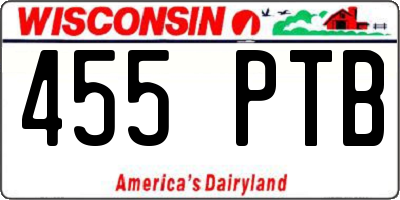 WI license plate 455PTB