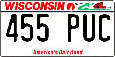 WI license plate 455PUC