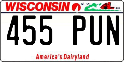 WI license plate 455PUN