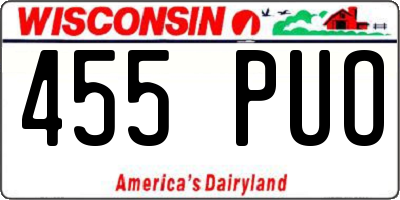 WI license plate 455PUO