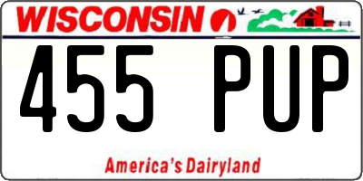 WI license plate 455PUP