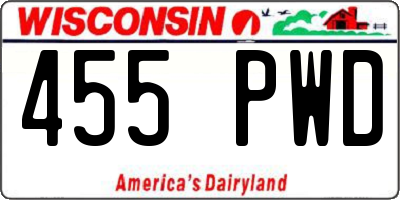 WI license plate 455PWD