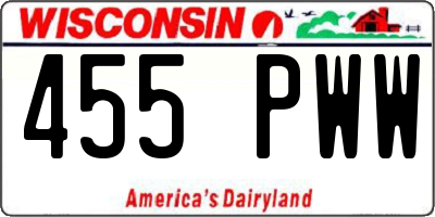 WI license plate 455PWW