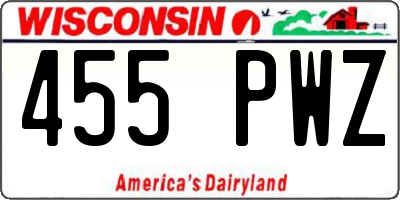 WI license plate 455PWZ