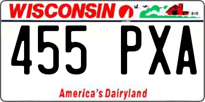 WI license plate 455PXA