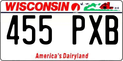 WI license plate 455PXB